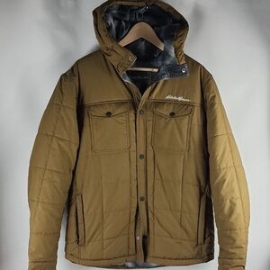 Eddie Bauer Men Boundary Pass Hooded Snap Jacket Size Large